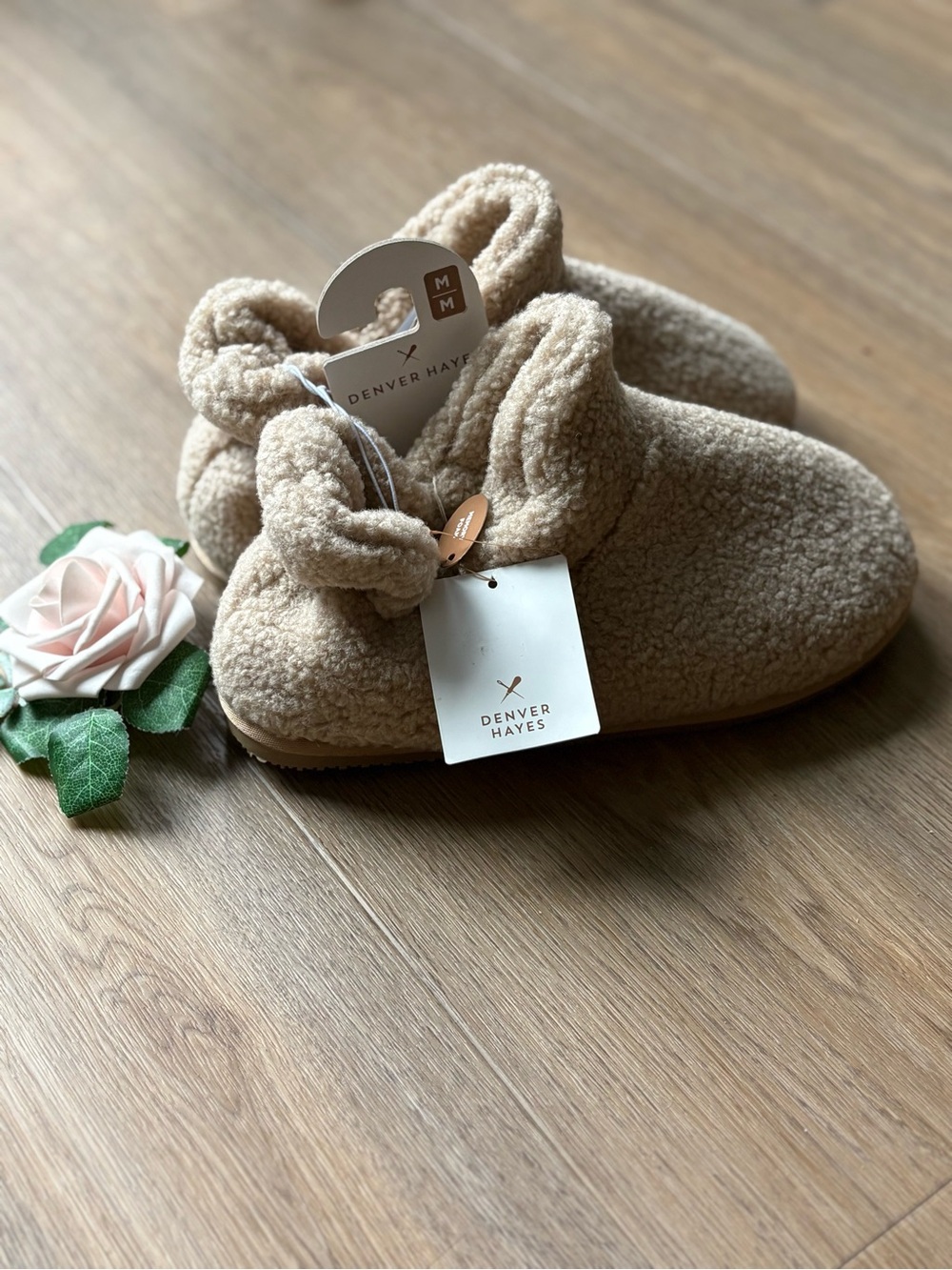 Denver Hayes Women’s Faux Sherpa Bootie Slippers NWT